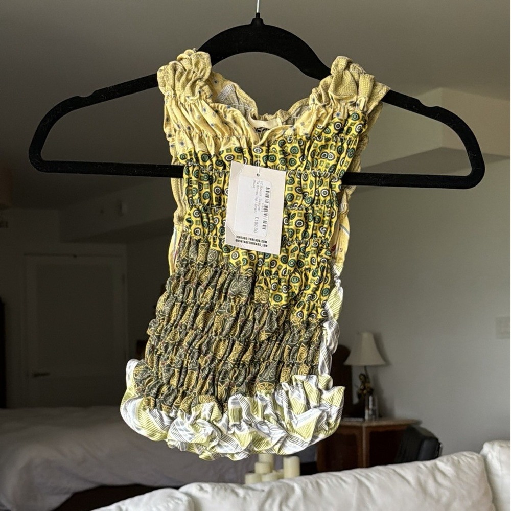 REWORK 1 of a king Ruffle Hem Sleeveless Tank (made of vintage ties!)